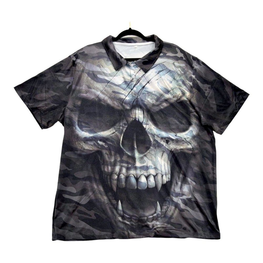 Casual Men Skull 3D Print T-Shirt Casual Short Sleeve T Shirt Sz 3XL